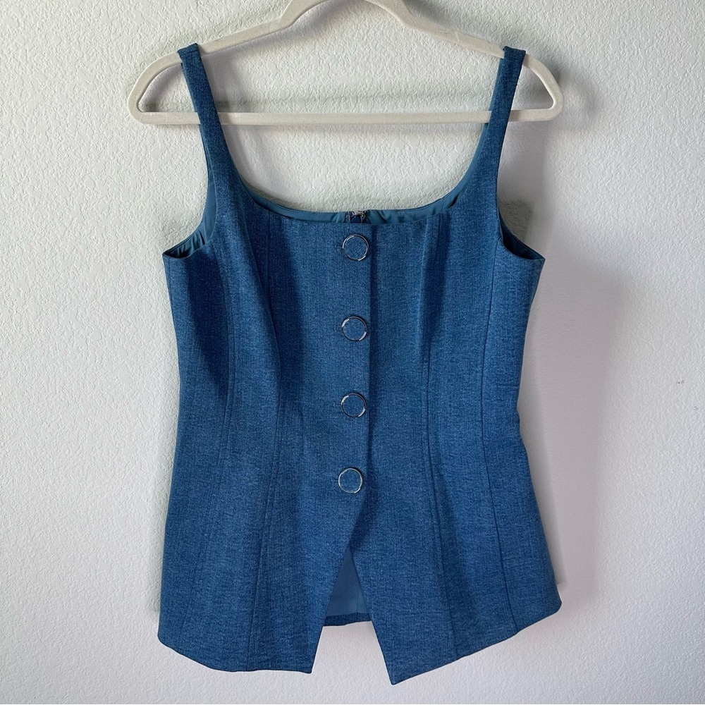 Veronica Beard Denim Liana Tailored Top in Blue SZ US 8 - Picture 3 of 8